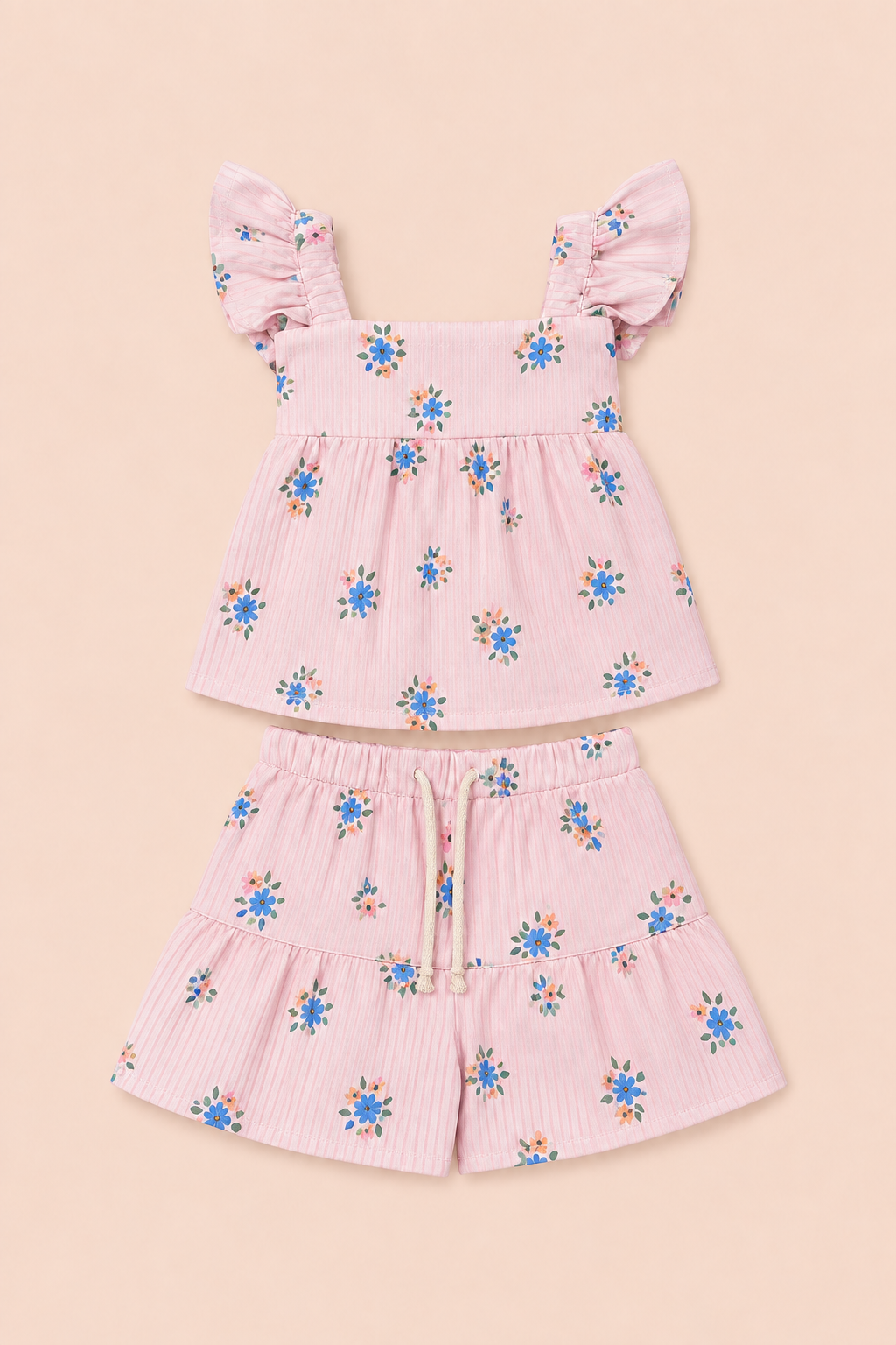 CONJUNTO NIÑA FLOWERS ROSADO