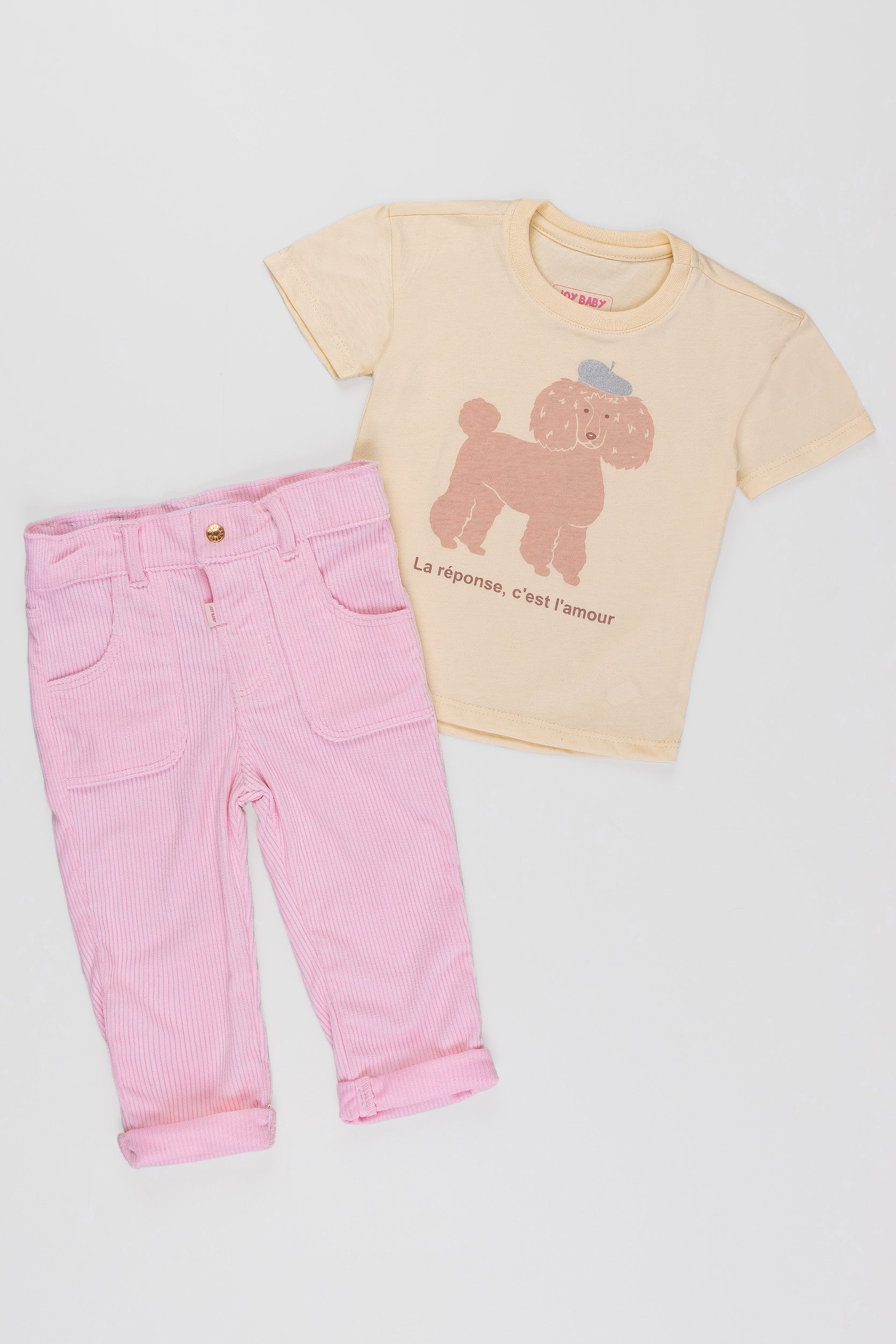 CONJUNTO BEBÉ NIÑA CORDUROY ROSADO