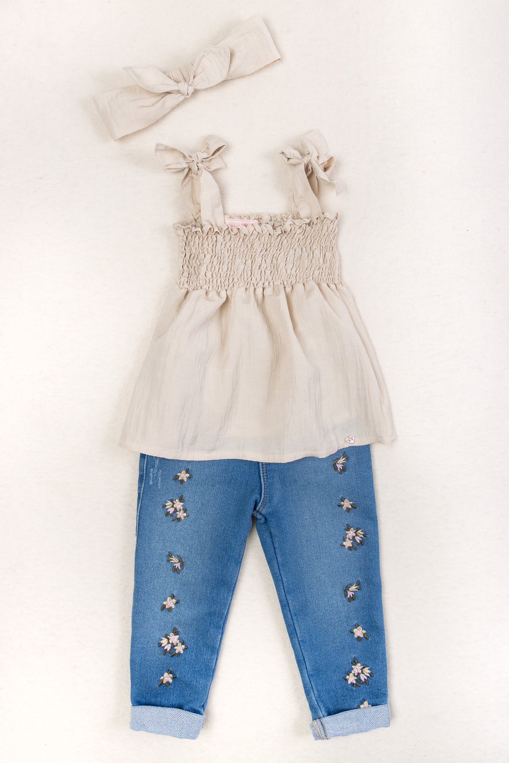 CONJUNTO BEBÉ NIÑA FLOWERS BIEGE