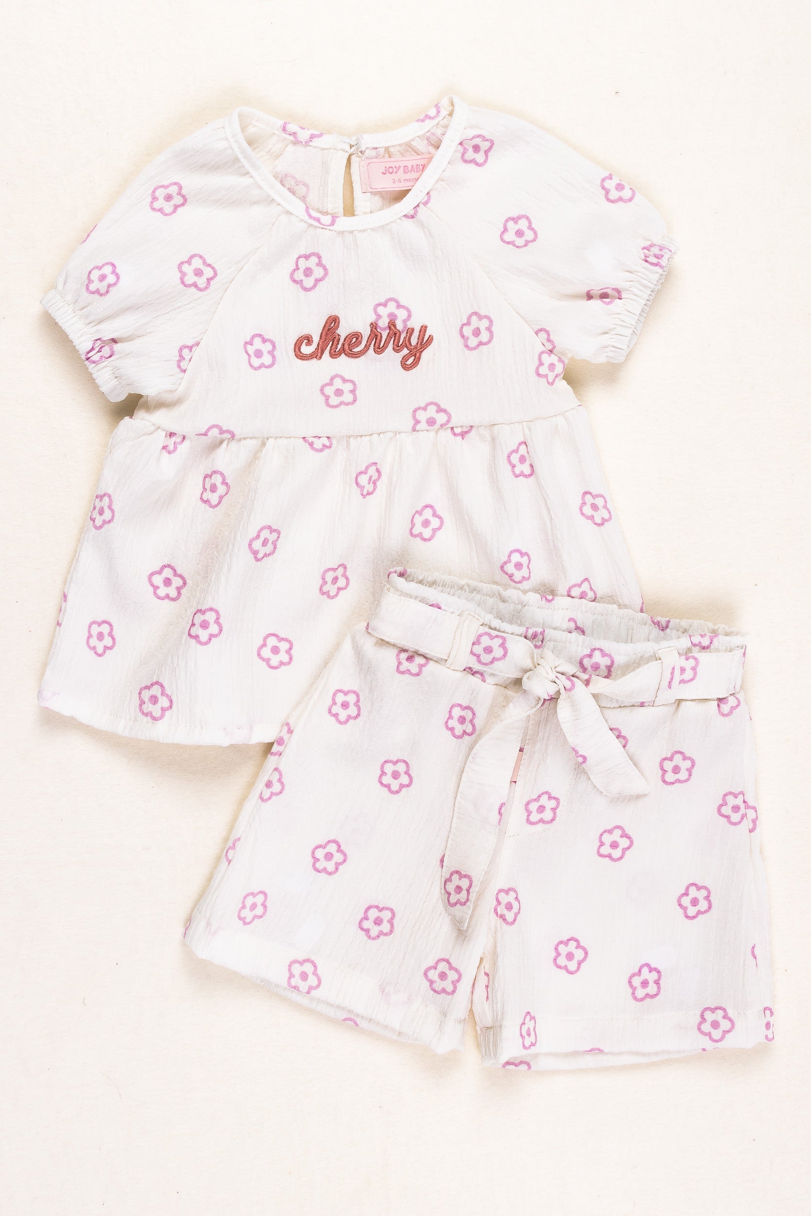 CONJUNTO BEBÉ NIÑA CHERRY BLANCO