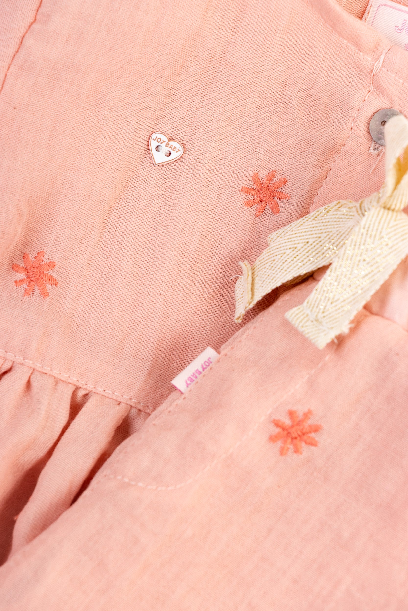 CONJUNTO BEBÉ NIÑA FLORES MANDARINA