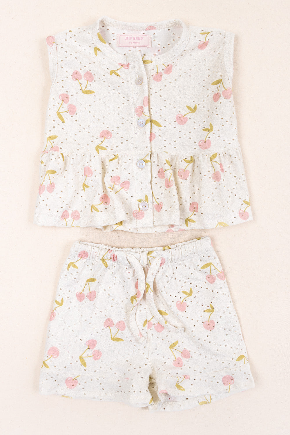 CONJUNTO BEBÉ NIÑA CHERRIES BLANCO
