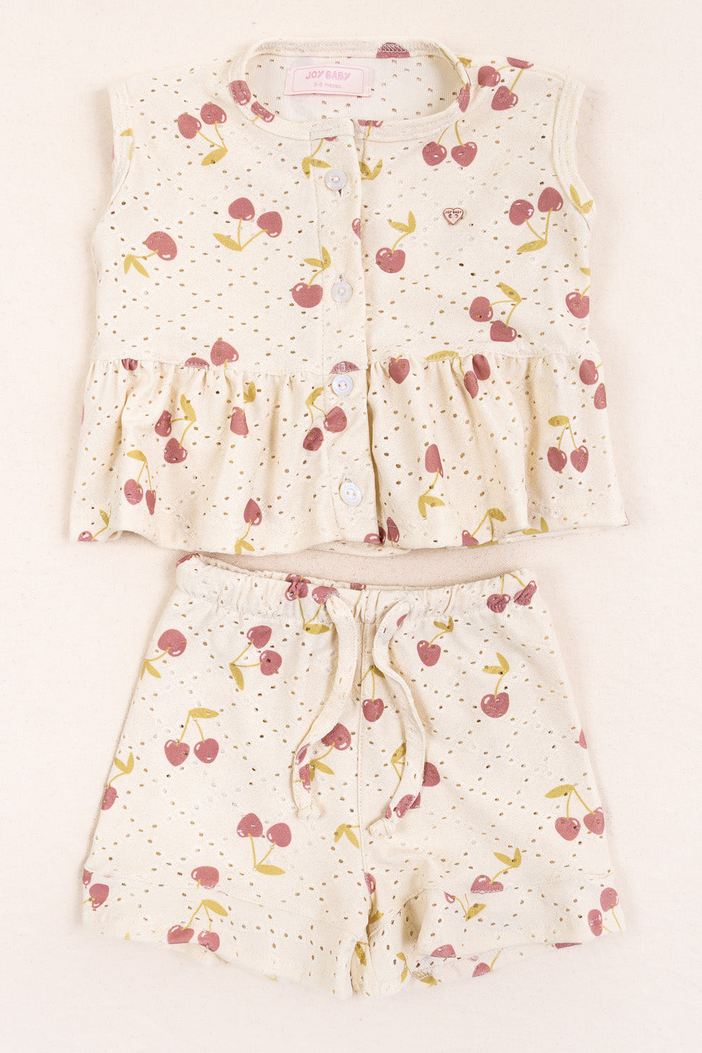CONJUNTO BEBÉ NIÑA CHERRIES BEIGE