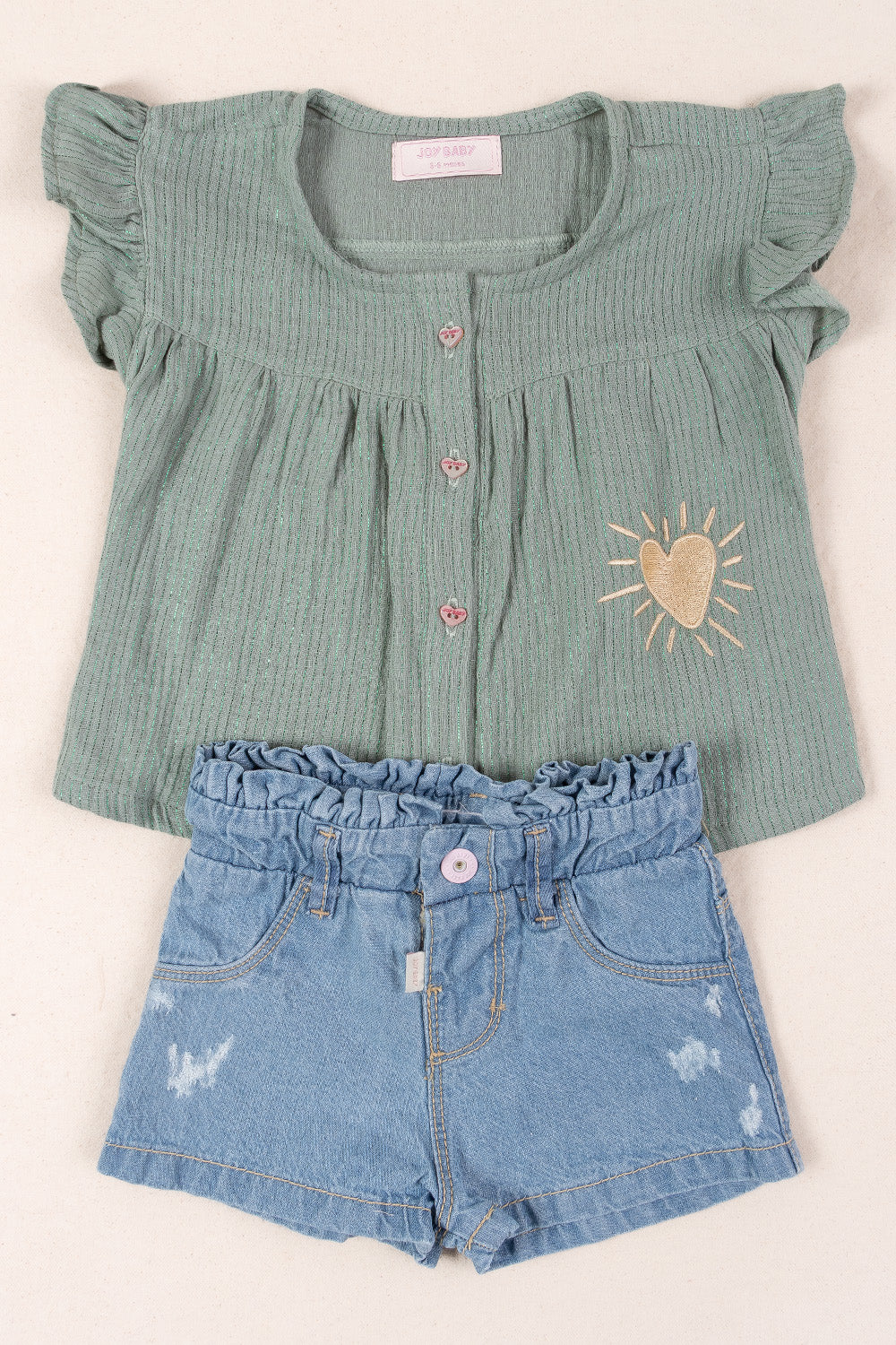 CONJUNTO BEBÉ NIÑA HEART VERDE