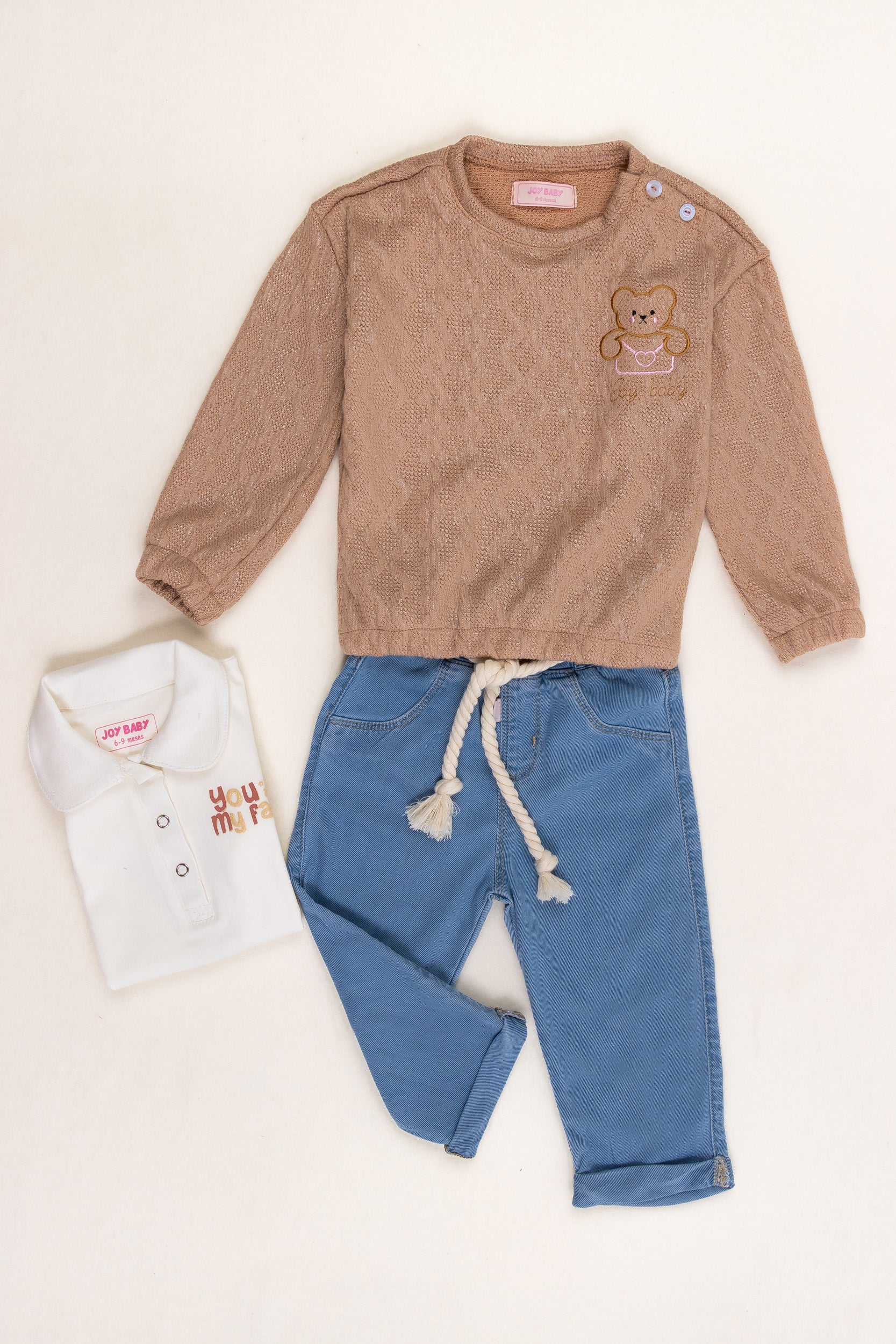 CONJUNTO BEBÉ NIÑA BEAR CAFÉ