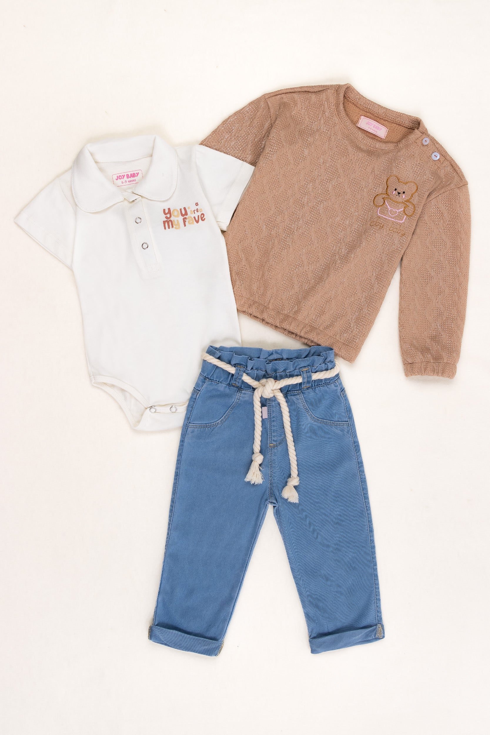 CONJUNTO BEBÉ NIÑA BEAR CAFÉ
