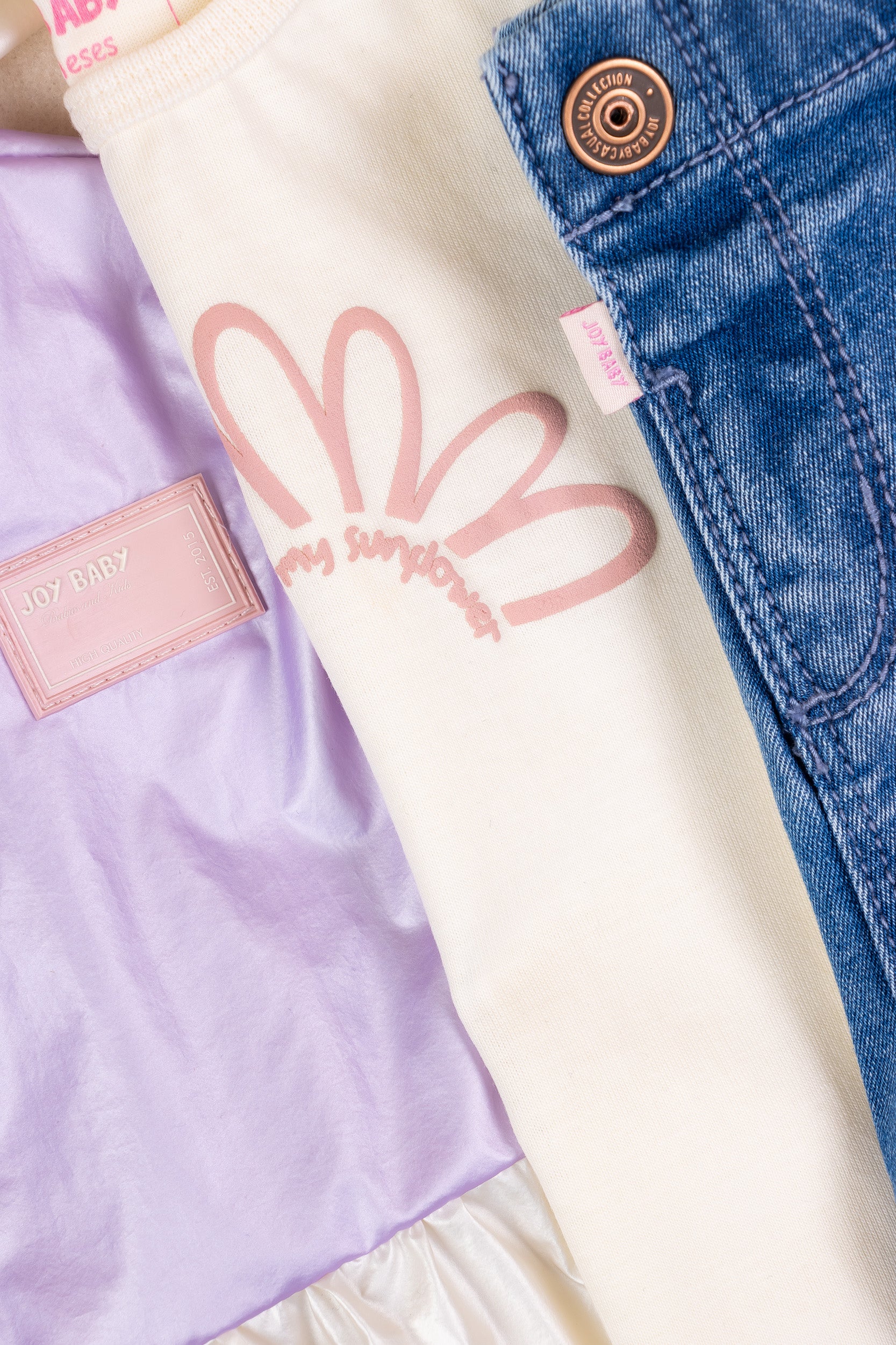 CONJUNTO BEBÉ NIÑA TRES PRENDAS MORADO