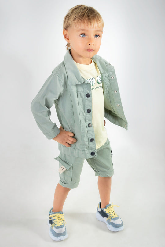CONJUNTO 3 PRENDAS NIÑO FUNNY VERDE