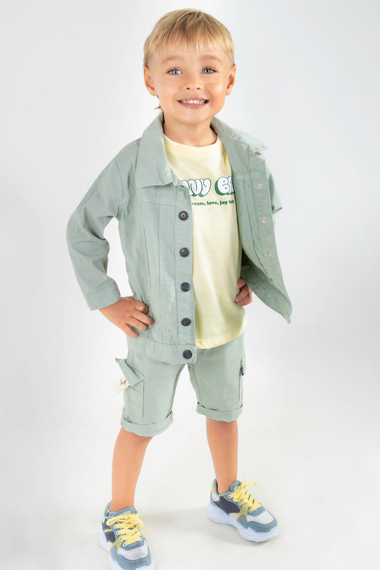 CONJUNTO 3 PRENDAS NIÑO FUNNY VERDE