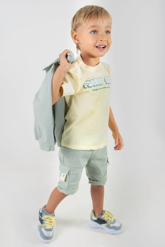 CONJUNTO 3 PRENDAS NIÑO FUNNY VERDE
