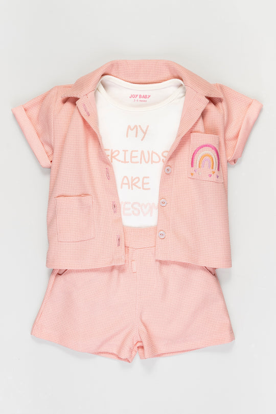 CONJUNTO BEBÉ DEPORTIVO FRIENDS ROSADO