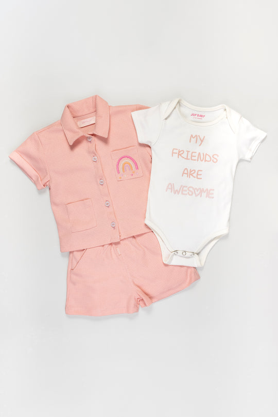 CONJUNTO BEBÉ DEPORTIVO FRIENDS ROSADO