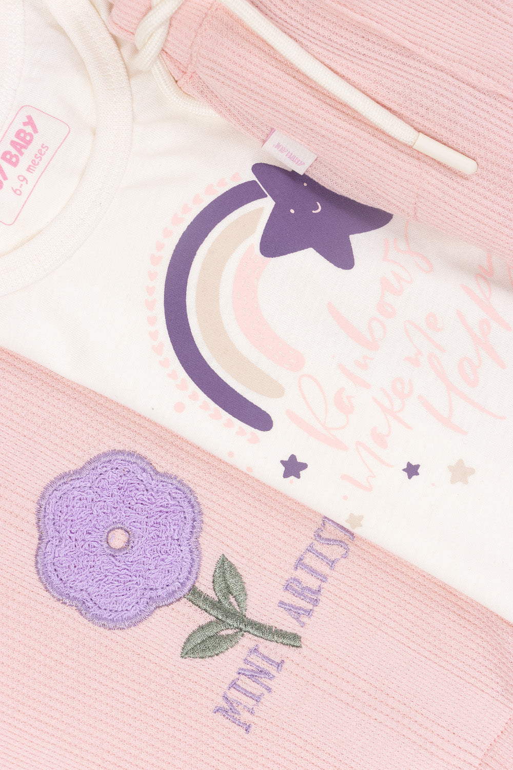 CONJUNTO BEBÉ  NIÑA RAINBOW ROSADO