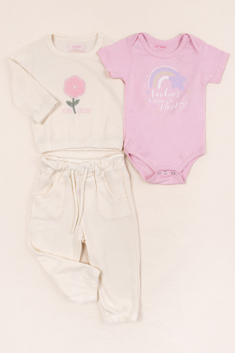 CONJUNTO BEBÉ  NIÑA RAINBOW BLANCO