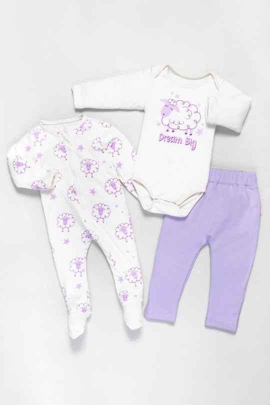 CONJUNTO BEBÉ NIÑA SHEEP MORADO