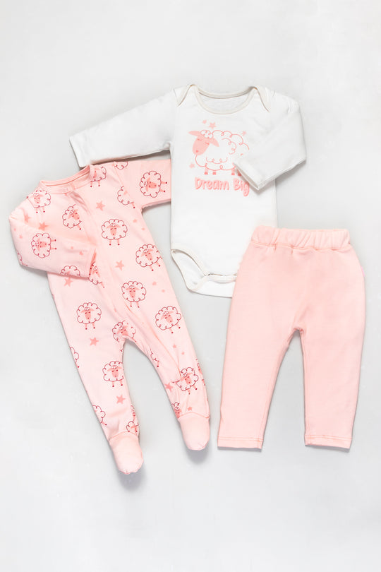 CONJUNTO BEBÉ NIÑA SHEEP ROSADO