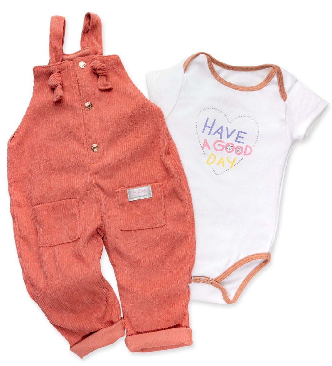 CONJUNTO OVEROL BEBÉ CORDUROY TERRACOTA