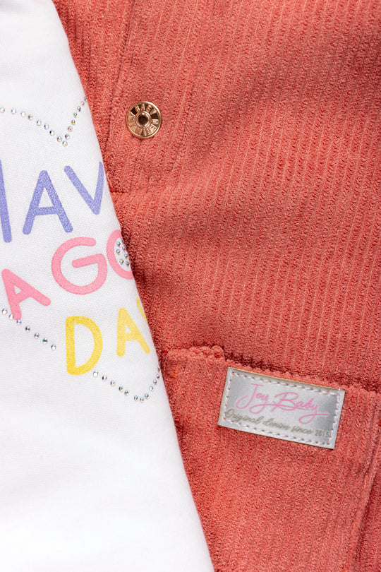 CONJUNTO OVEROL BEBÉ CORDUROY TERRACOTA
