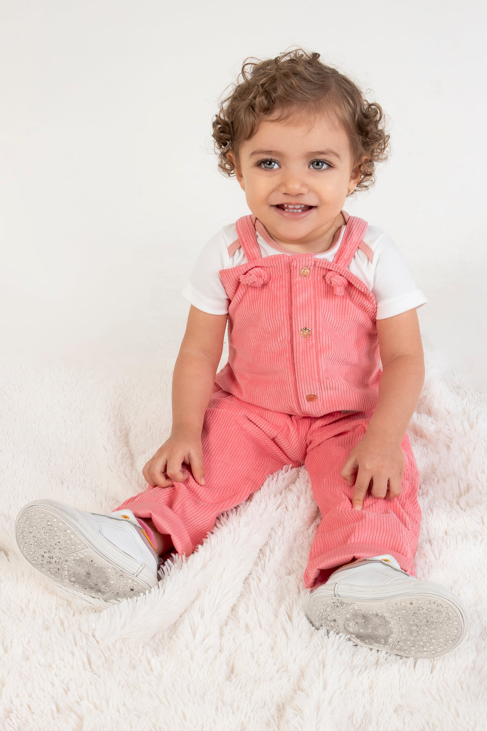 CONJUNTO OVEROL BEBÉ CORDUROY ROSADO