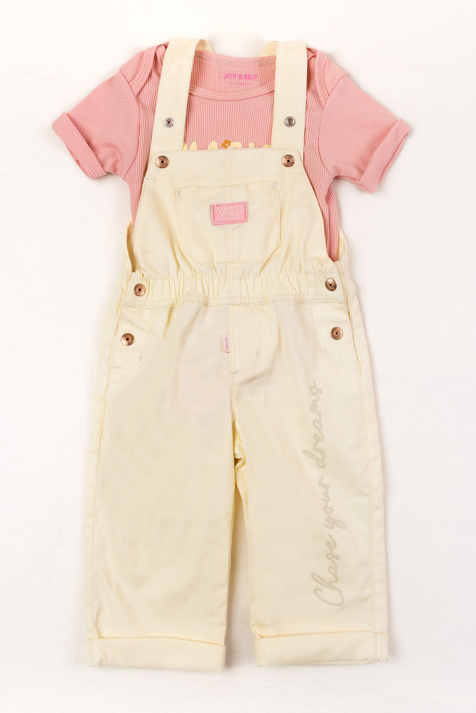 CONJUNTO BEBÉ NIÑA OVEROL AMARILLO