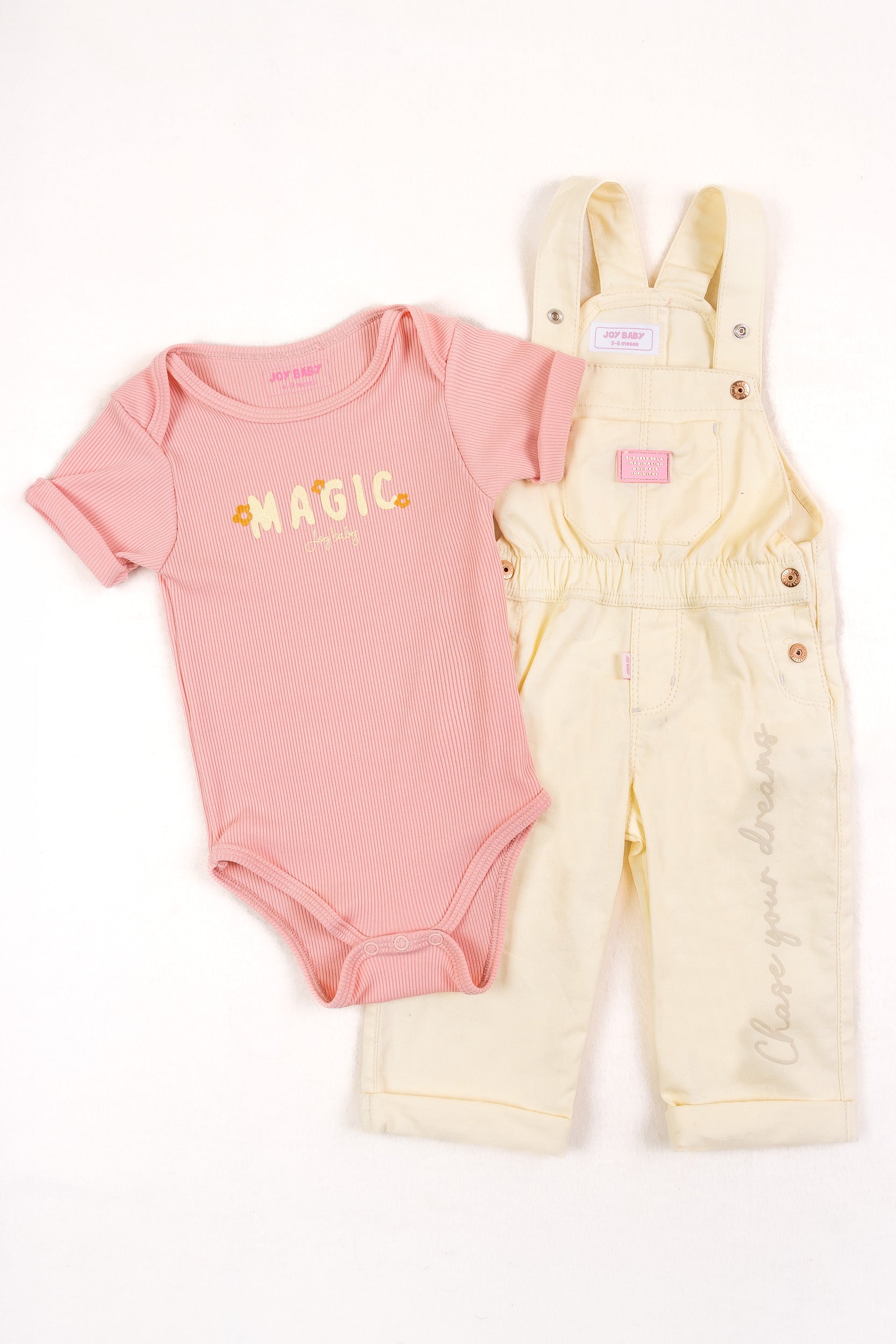 CONJUNTO BEBÉ NIÑA OVEROL AMARILLO