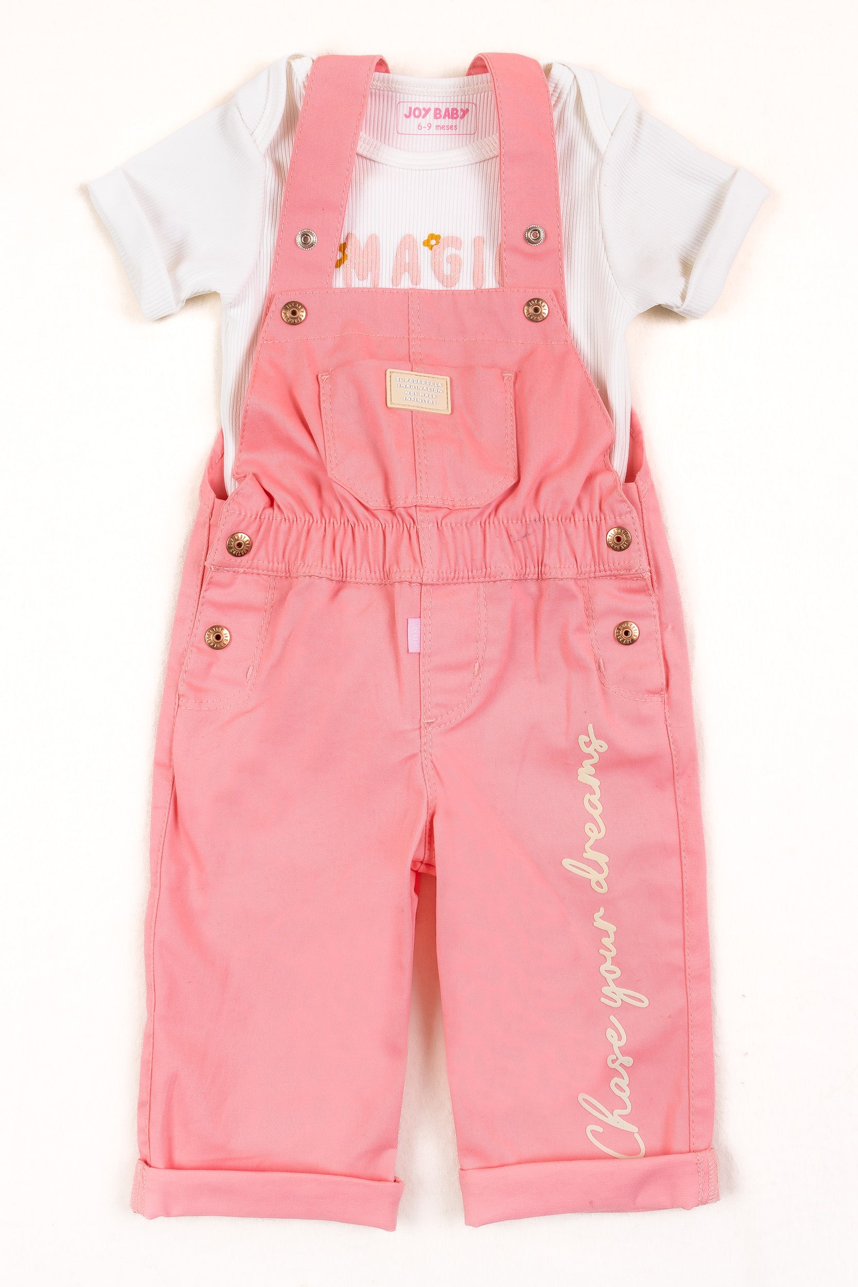 CONJUNTO BEBÉ NIÑA OVEROL ROSADO