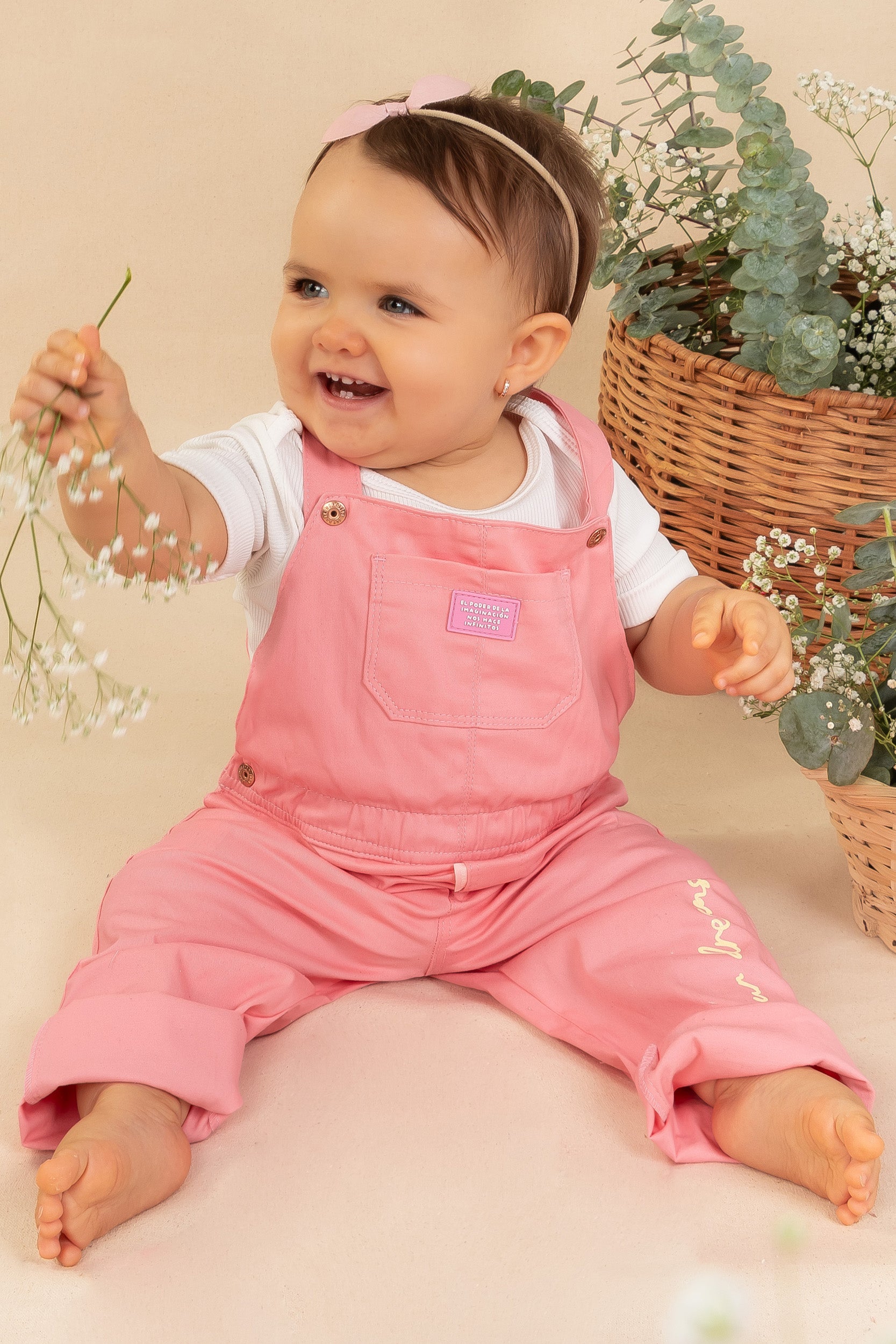 CONJUNTO BEBÉ NIÑA OVEROL ROSADO