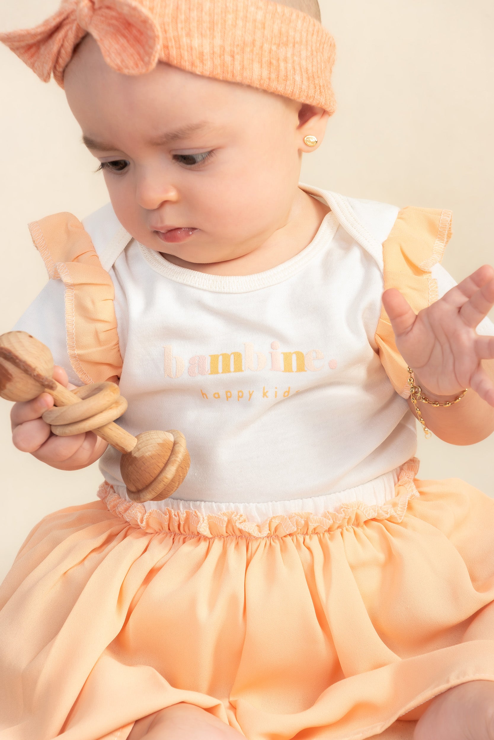 CONJUNTO FALDA BEBÉ BAMBINE NARANJA