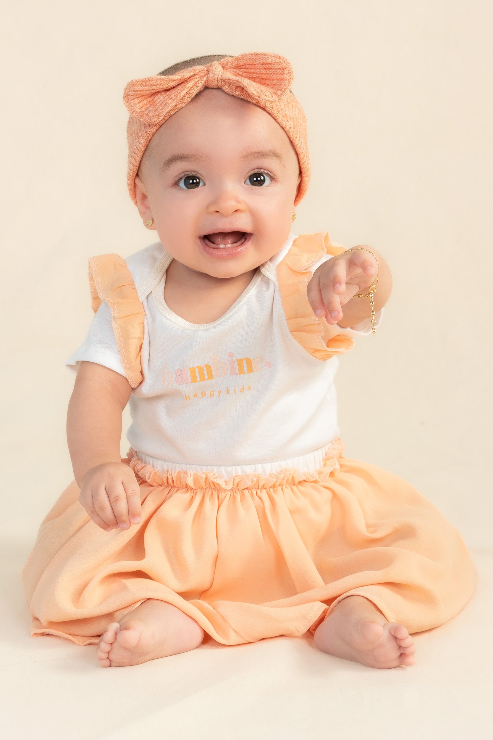 CONJUNTO FALDA BEBÉ BAMBINE NARANJA