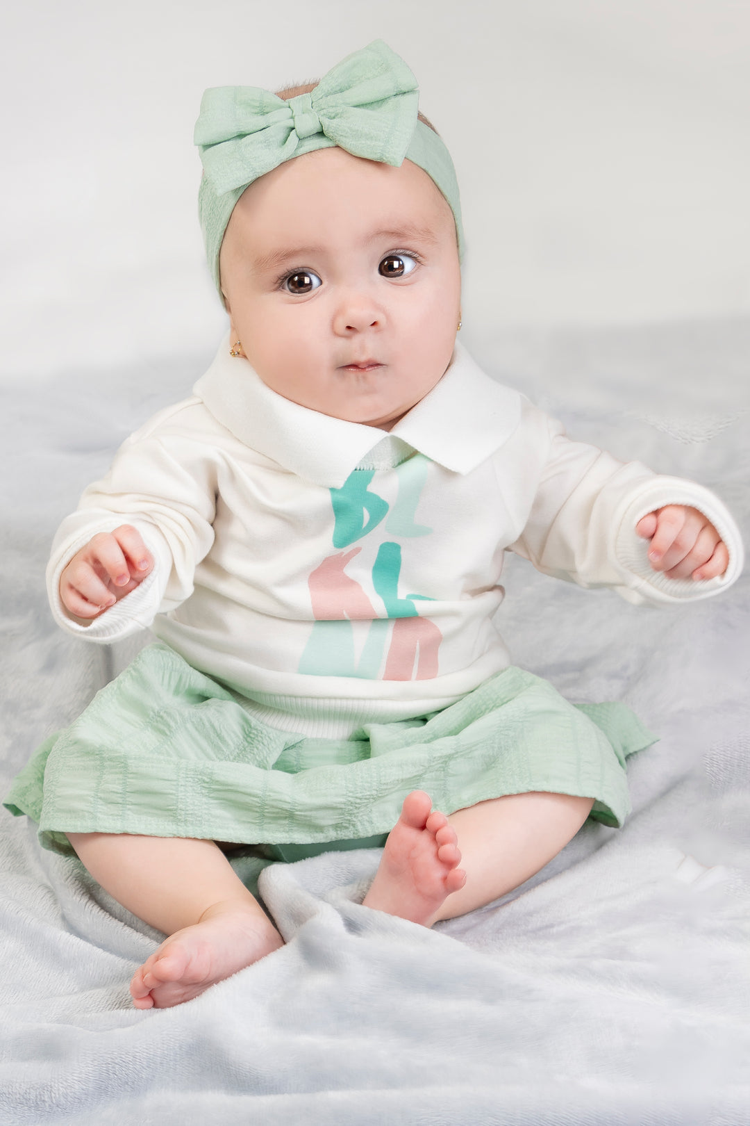 CONJUNTO VESTIDO BEBÉ NIÑA VERDE