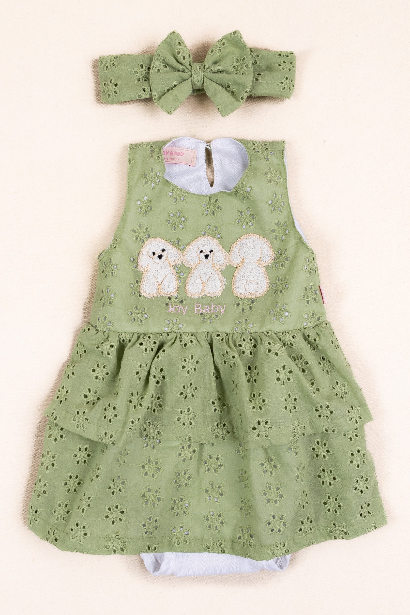 CONJUNTO VESTIDO BEBÉ NIÑA VERDE PREMIUM