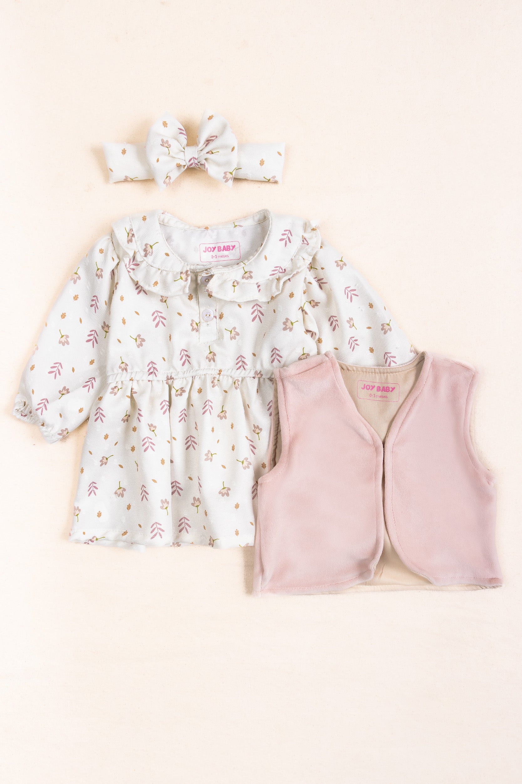 CONJUNTO VESTIDO BEBÉ NIÑA FLOWERS BLANCO
