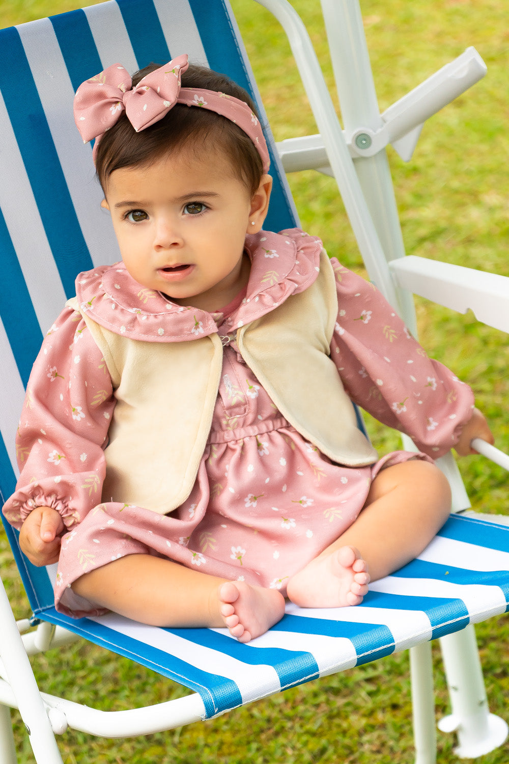 CONJUNTO VESTIDO BEBÉ NIÑA FLOWERS PALO ROSA