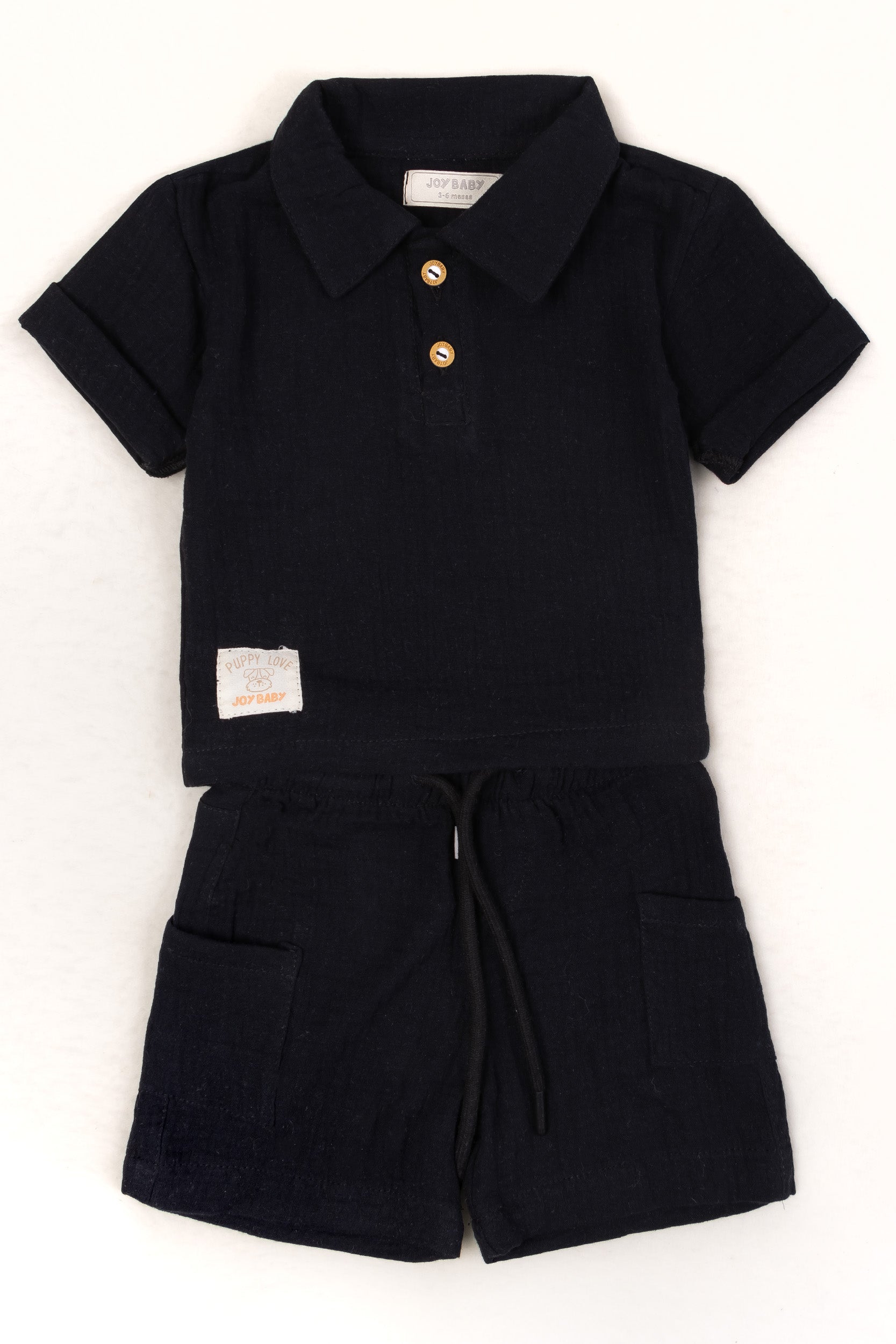CONJUNTO BERMUDA BEBÉ NIÑO NEGRO
