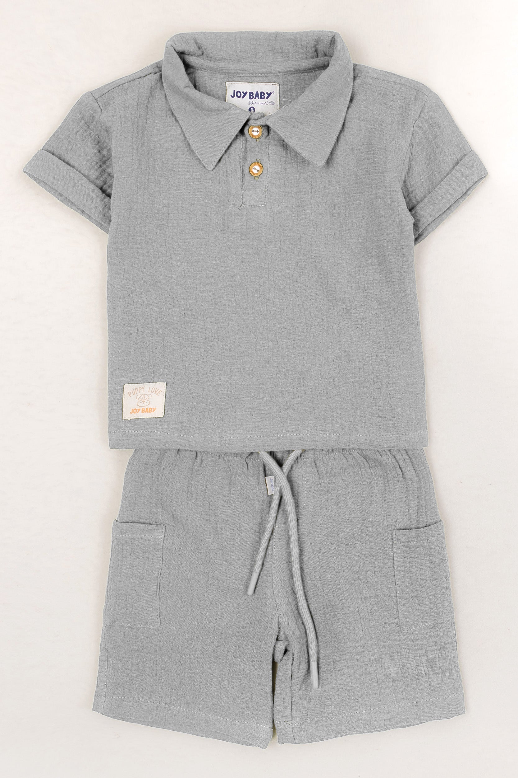 CONJUNTO BERMUDA BEBÉ NIÑO GRIS