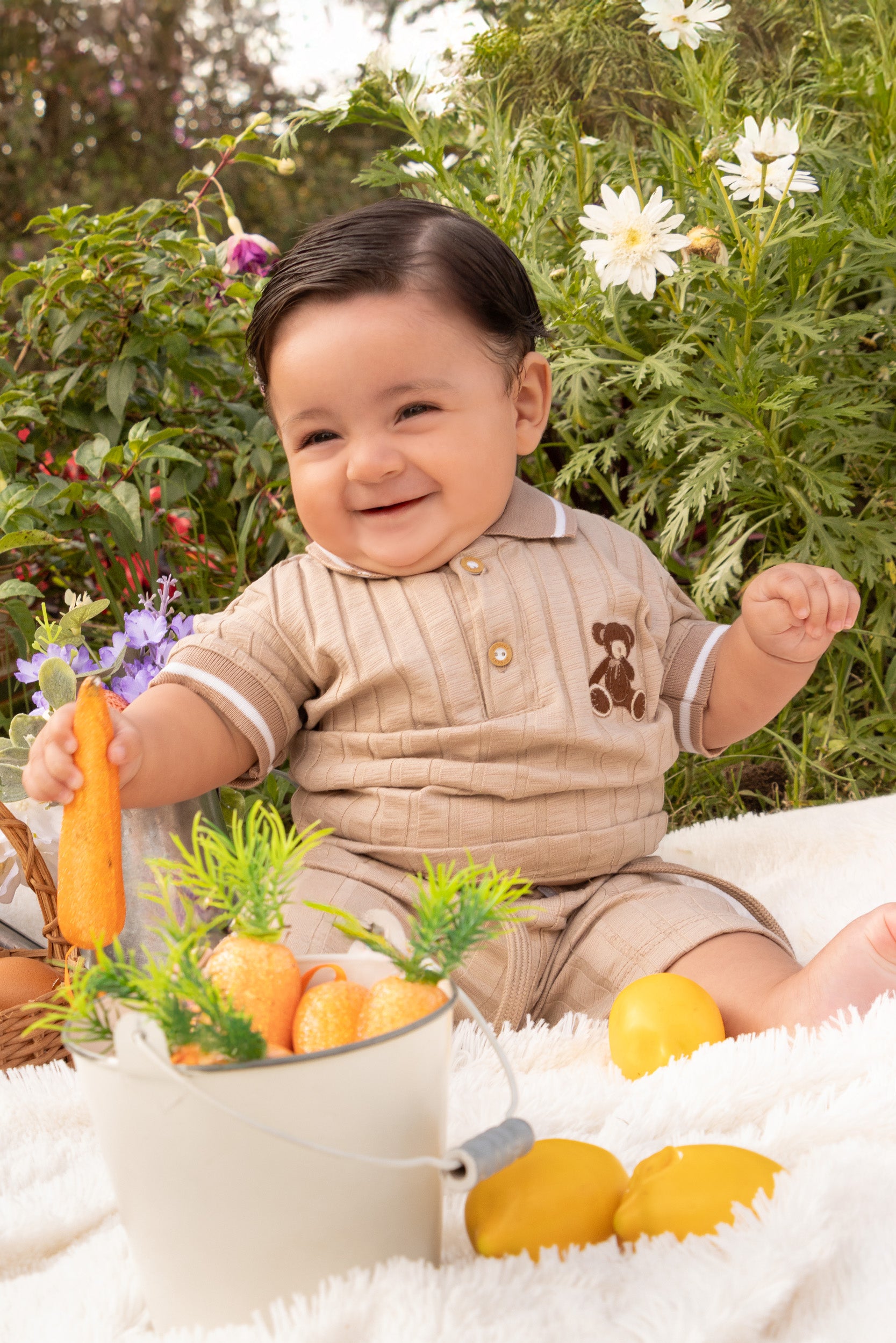 CONJUNTO BERMUDA BEBÉ NIÑO CAFE