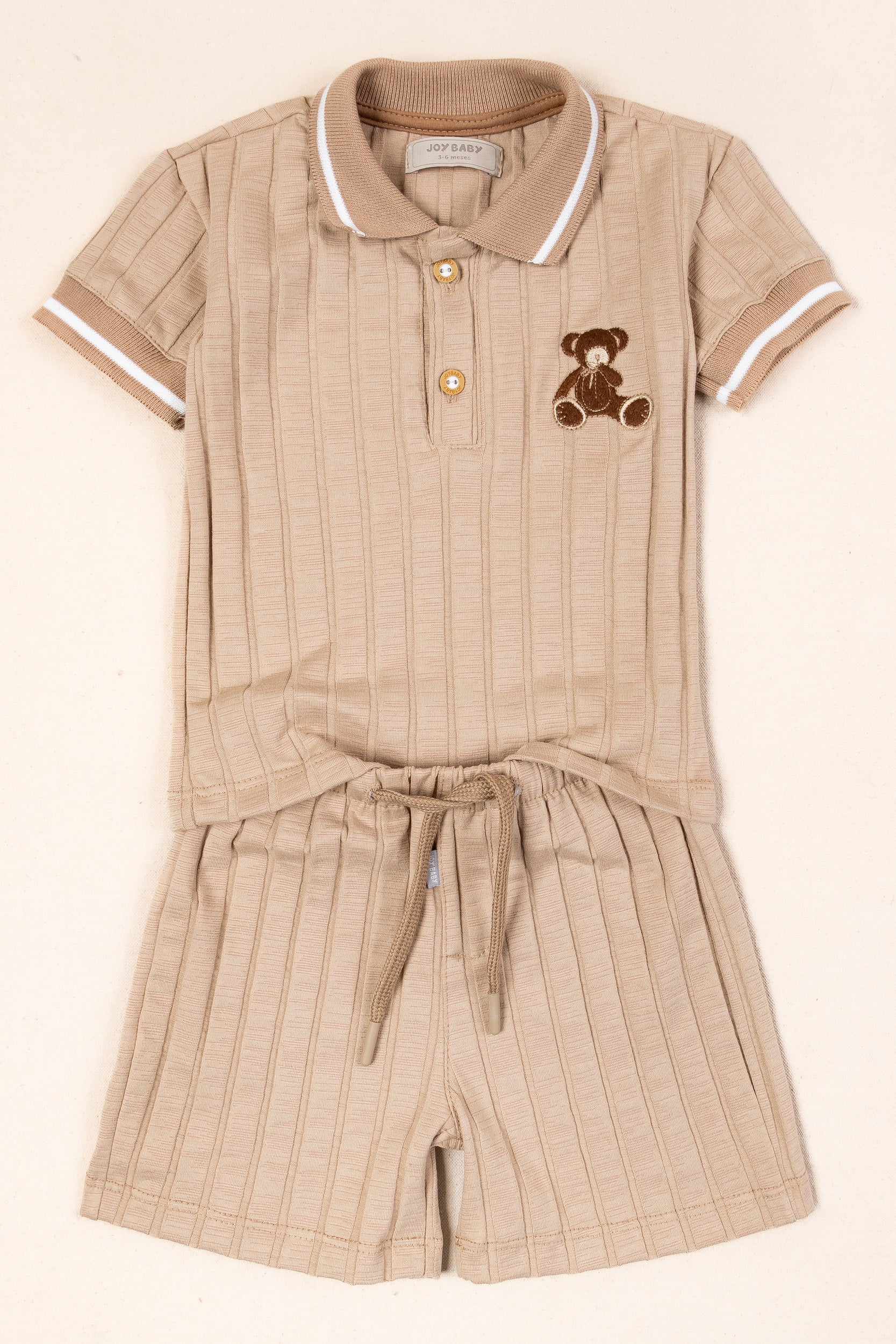 CONJUNTO BERMUDA BEBÉ NIÑO CAFE