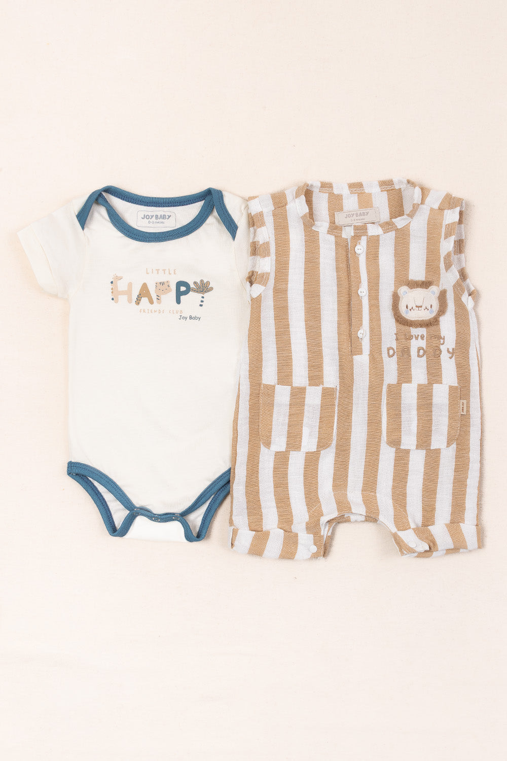 CONJUNTO OVEROL LITTLE  BEBÉ NIÑO CAFÉ