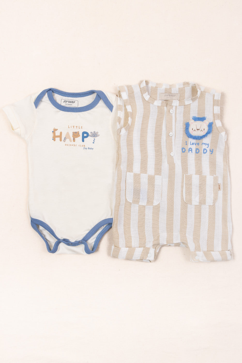 CONJUNTO OVEROL LITTLE  BEBÉ NIÑO BEIGE