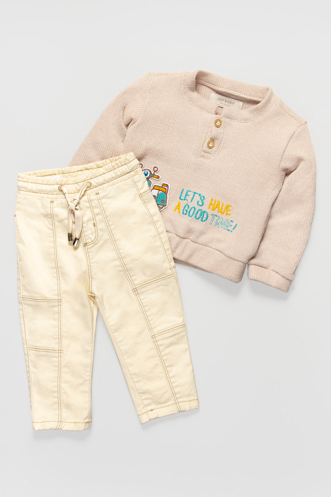 CONJUNTO BEBÉ NIÑO MOTO BEIGE