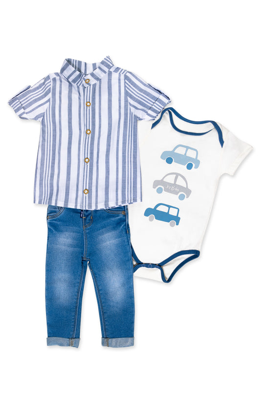 CONJUNTO BEBÉ GO CARS GRIS