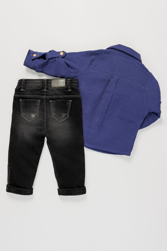 CONJUNTO BEBÉ CAMISA AZUL