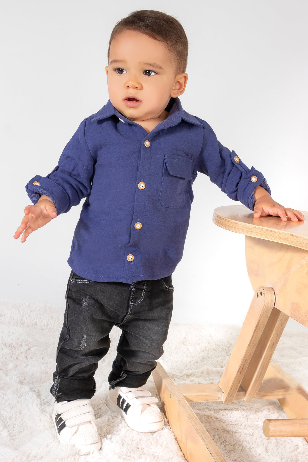 CONJUNTO BEBÉ CAMISA AZUL
