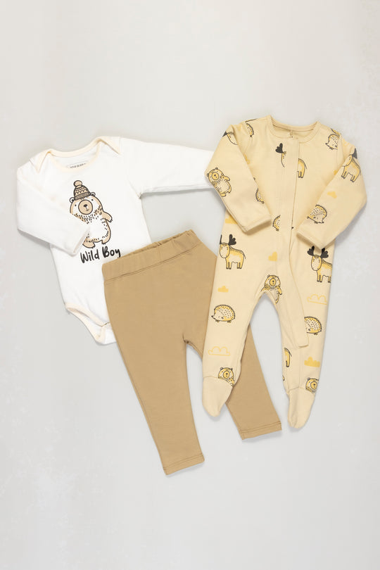 CONJUNTO BEBÉ ANIMALS BEIGE