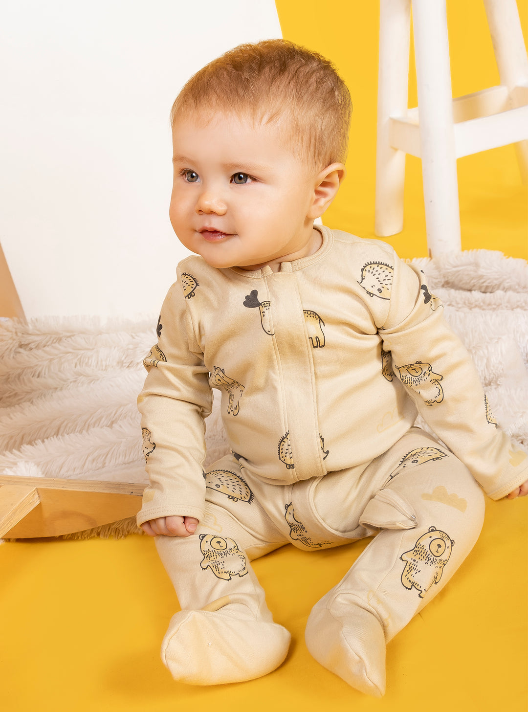 CONJUNTO BEBÉ ANIMALS BEIGE