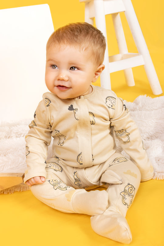 CONJUNTO BEBÉ ANIMALS BEIGE