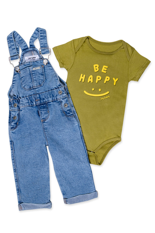 CONJUNTO OVEROL BEBÉ BE HAPPY VERDE OSCURO