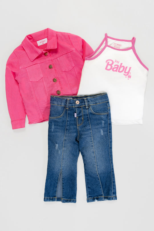 CONJUNTO 3 PRENDAS NIÑA JB ROSADO