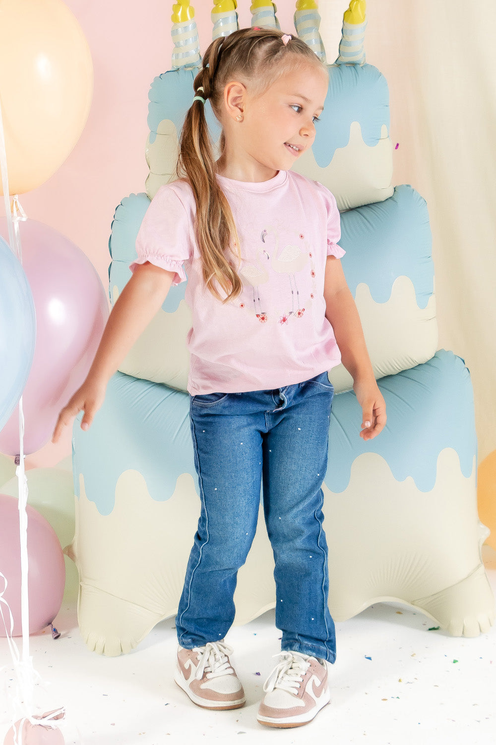 CONJUNTO NIÑA FLAMENCO ROSADO