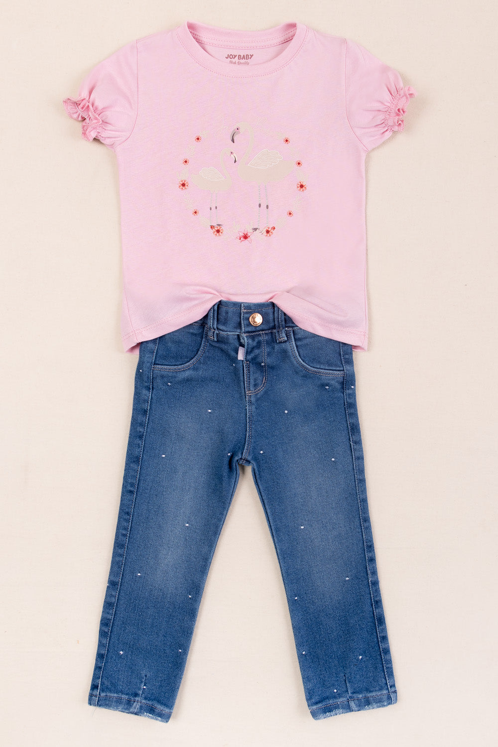 CONJUNTO NIÑA FLAMENCO ROSADO